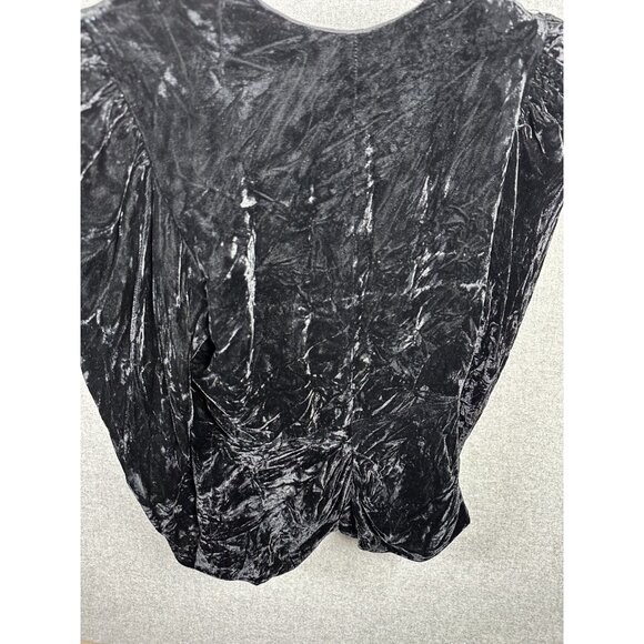 Vintage Size 12 Velvet Top Witchy Whimsygoth Black Long Sleeve Button Sweetheart - Picture 12 of 13